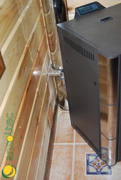 Vista lateral de la estufa