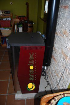 Vista lateral de la estufa