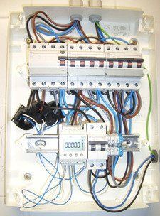 Cuadro de protecciones y contador de energía eléctrica