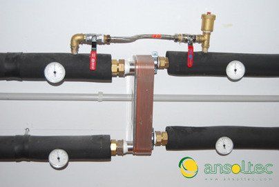 Intercambiador de placas y termómetros