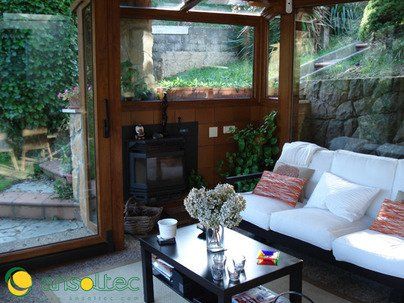 Vista de la sala con la estufa